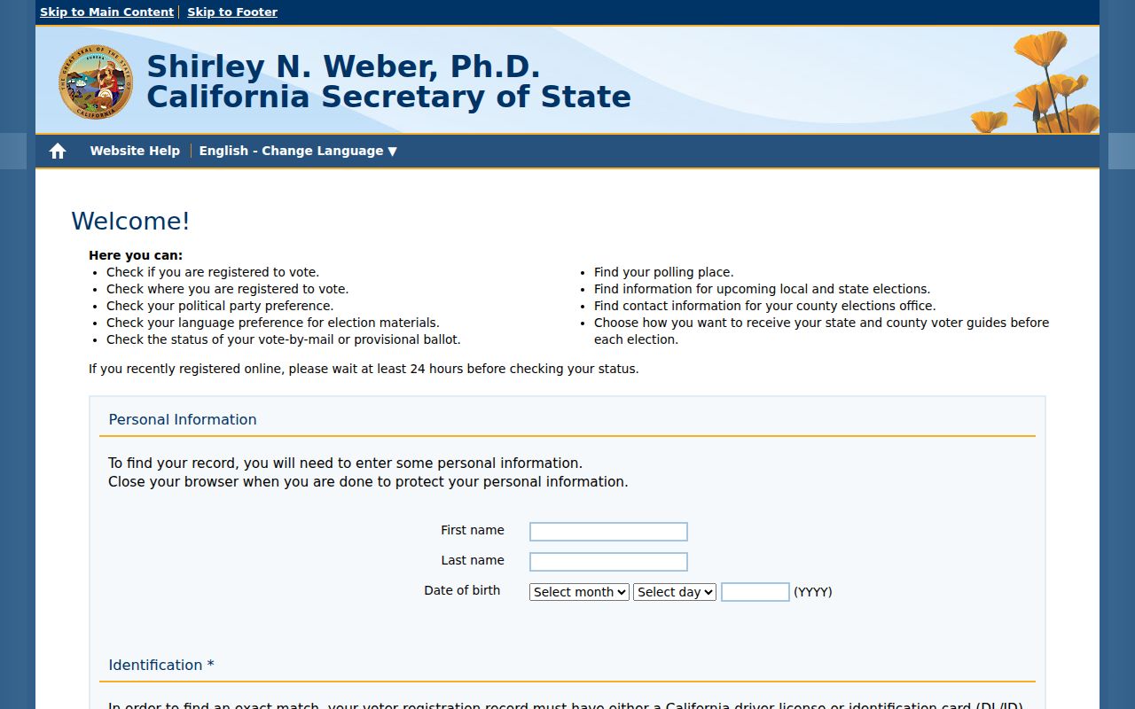 Coachella residents directory California voter status self lookup
