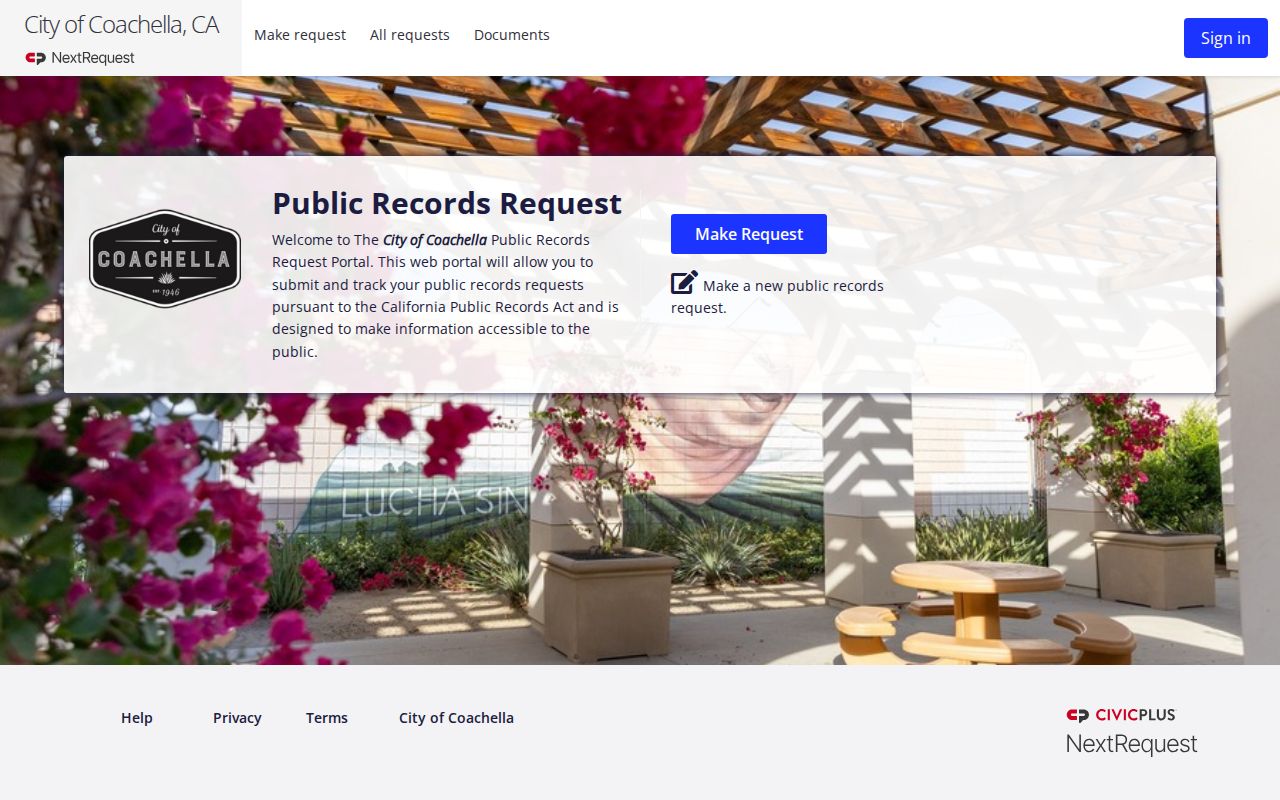 Coachella residents directory Coachella public records request portal