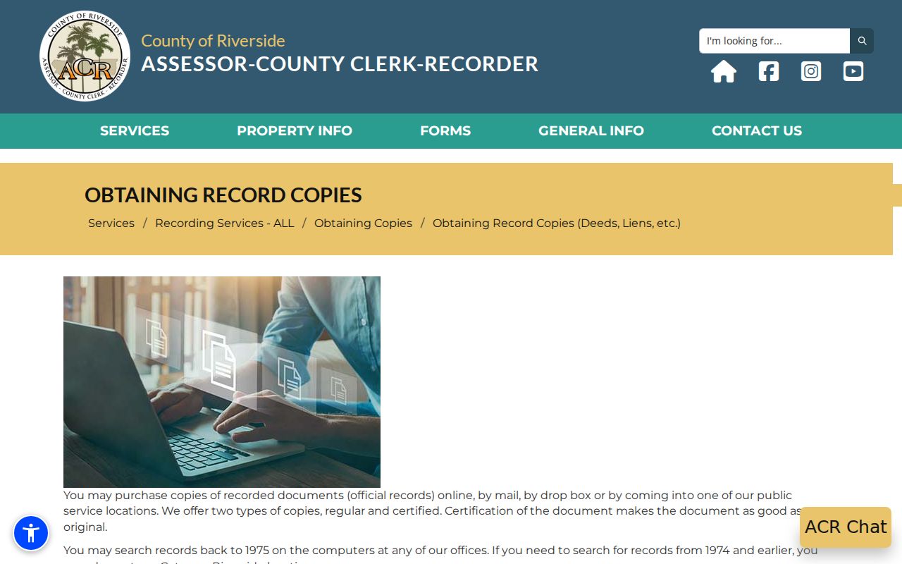 Coachella previous residents Riverside ACR record copies