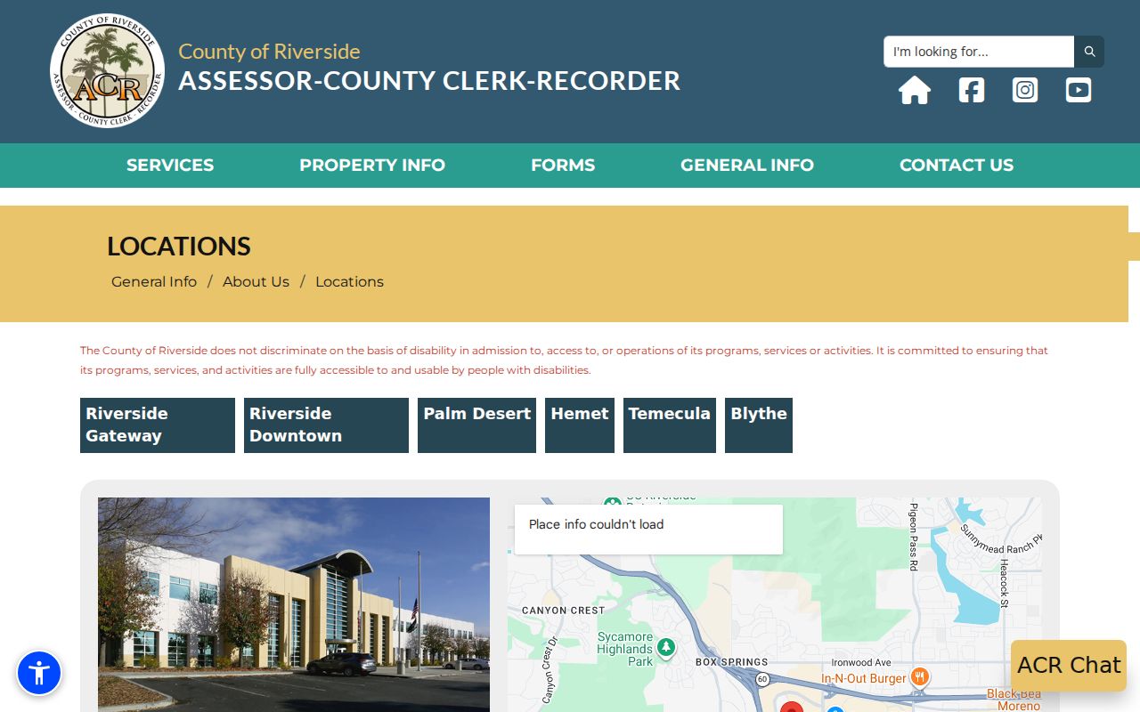 Coachella previous residents Riverside ACR office locations