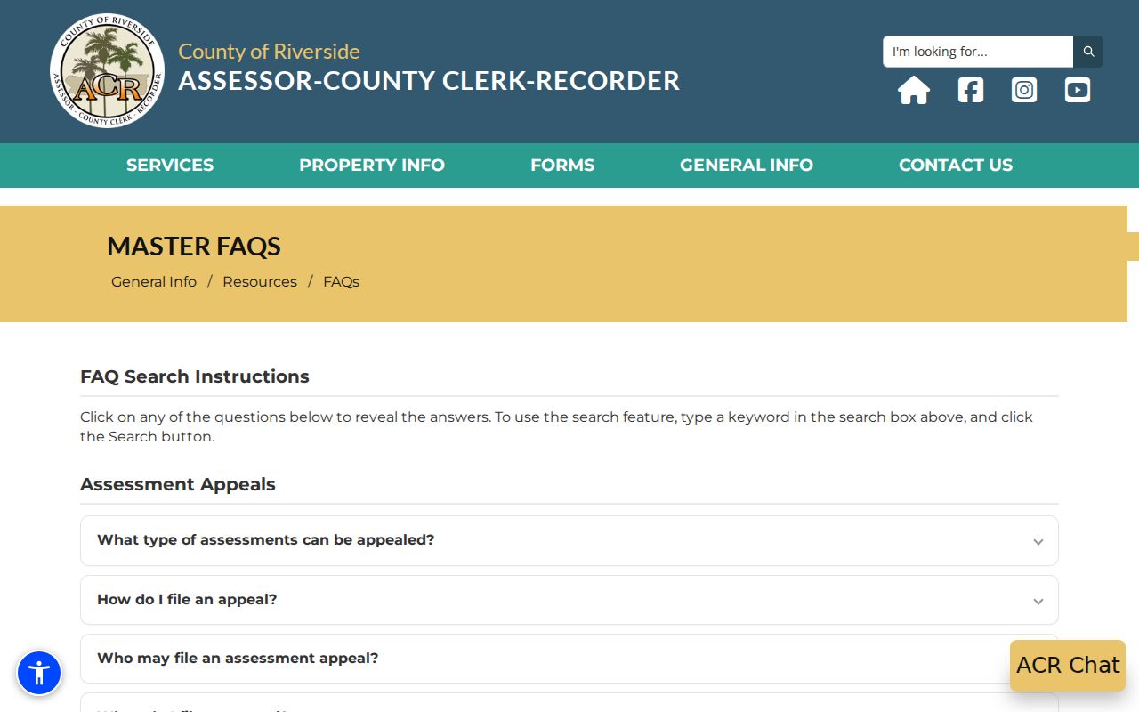 Coachella street directory assessor ownership access page